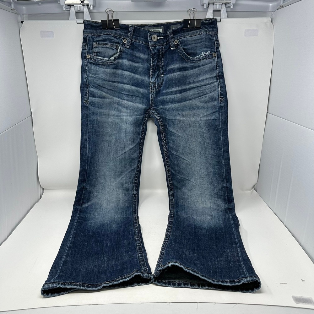 BKE Jeans Men 31S Blue Aiden Bootleg ABS21203 Medium Wash Distressed Stretch